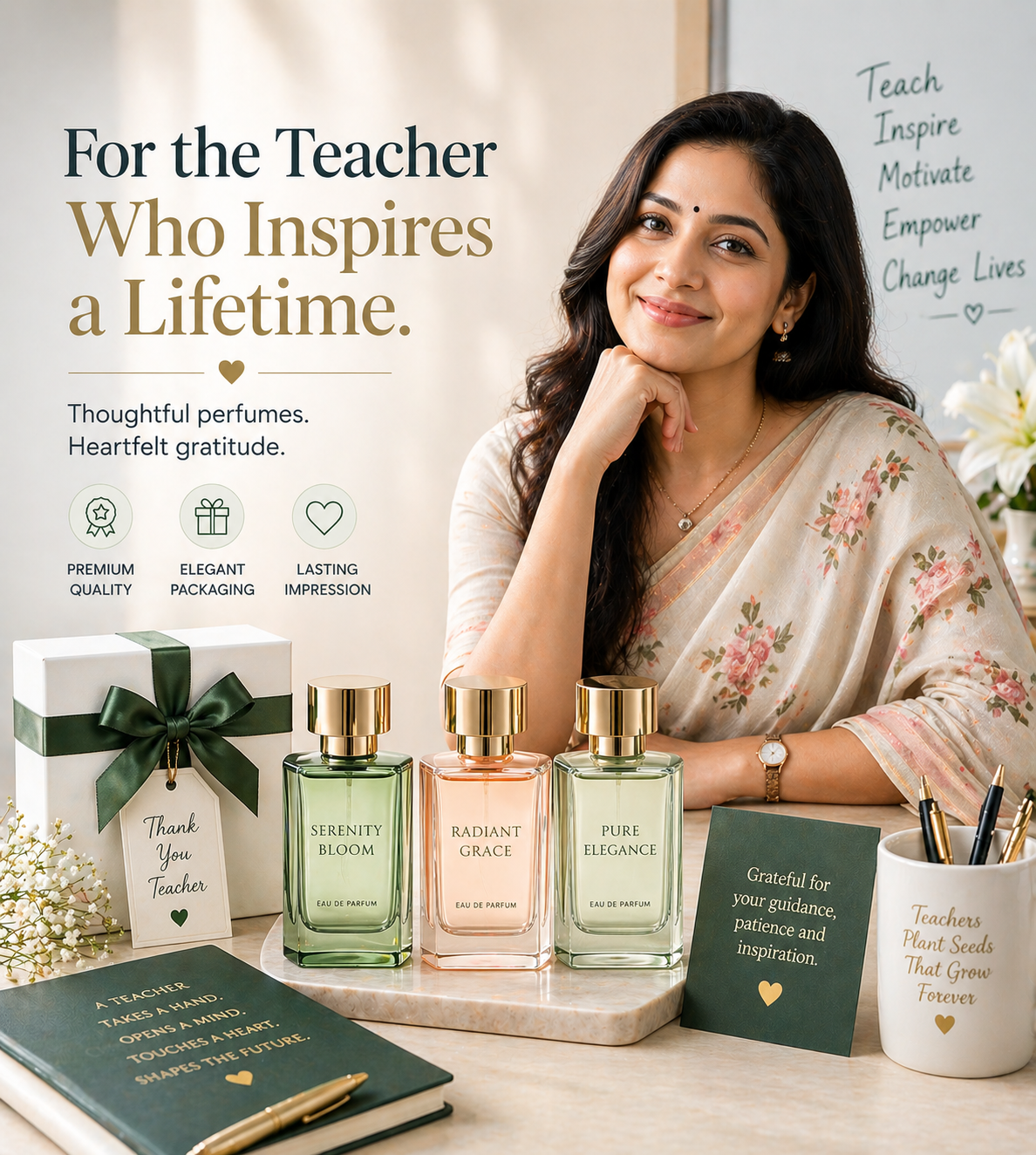 LinBerlin Teachers Day Gift Sets - Mini Perfume Gratitude Card Pocket Set